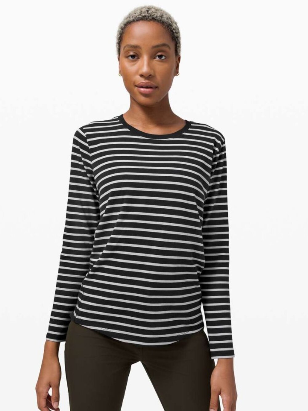 Lululemon Ever Ready Long Sleeve - 10 Yachtie Stripe Black Chrome